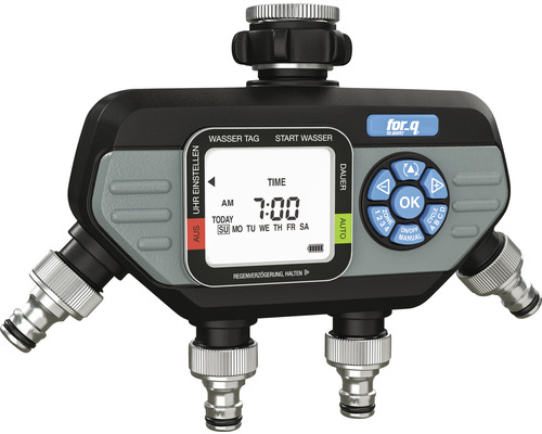 Programmateur d'arrosage for_q FQ-BC 4 pour arrosage automatique avec arroseurs mobiles, systèmes de goutte-à-goutte (MicroDrip) ou systèmes d'arroseurs circulaires