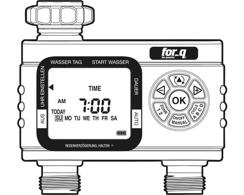 Ordinateur d''arrosage For-q pour l''arrosage du jardin avec affichage numérique de l''heure