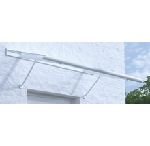 ARON Vordach Pultform Paris VSG 200x95 cm weiß inkl. Konsole G und Regenrinne rechts geschlossen-thumb-2