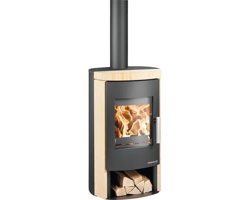Poêle à bois avec compartiment à bois et conduit de fumée