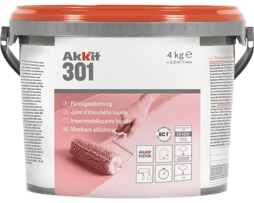 Étanchéité liquide Akkit 301 bleue 4 kg (mélange avec pigment de couleur : vert)