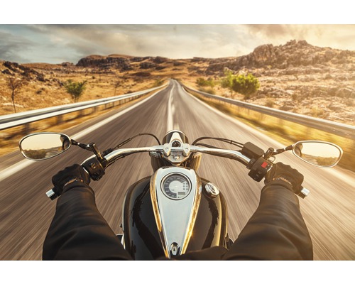 Papier peint panoramique intissé 181075 Riding Motorcycle 7 pces 350 x 260 cm Balade en moto sur une route de campagne avec vue sur les montagnes