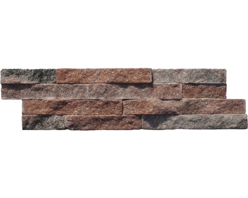 Pierre de parement quartzite rouge-multicolore, 10x40 cm