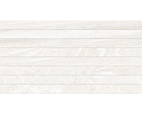 Feinsteinzeug Dekorfliese Sahara Blanco 32 x 62,5 cm Helle Holzpaneele für Wand- und Deckengestaltung