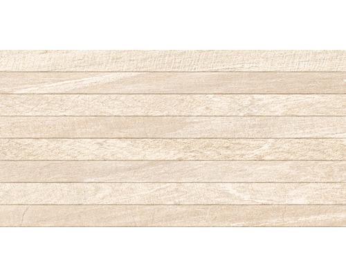 Feinsteinzeug Dekorfliese Sahara crema 32 x 62,5 cm Helle Holzpaneele für Wand- oder Deckengestaltung