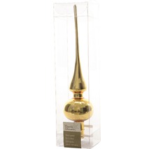 Cime de sapin en verre doré dans un emballage transparent