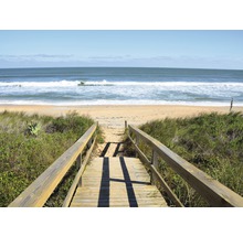 Holzsteg führt zum Strand und Meer