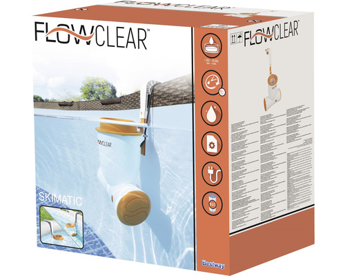 Verpackung einer Flowclear Skimatic Pooloberflächenreinigungsanlage