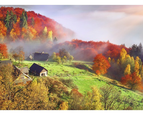 Papier peint panoramique intissé 18679 Autum Mountain Village 7 pces 350 x 260 cm