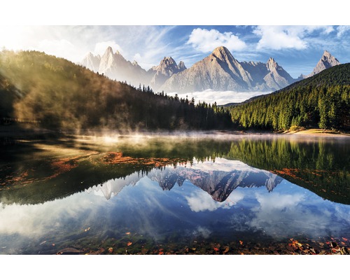 Fototapete Vlies 21748 Mountain Lake Autumn Fog 8-tlg. 400 x 260 cm