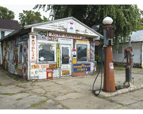 Papier peint panoramique intissé 18766 Old Vintage Retro Gas Station 7 pces 350 x 260 cm