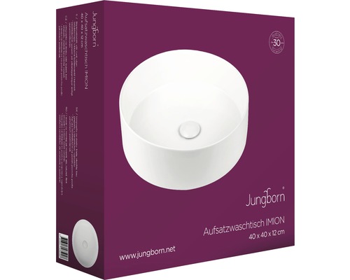 Vasque à poser Jungborn IMION 40 x 40 x 12 cm dans son emballage