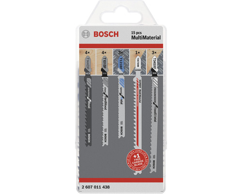 Bosch Lames de scie sauteuse MultiMaterial, 15 pièces