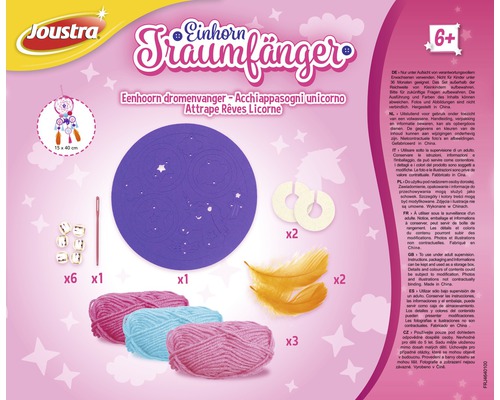 Kit de loisirs créatifs attrape-rêves licorne Joustra avec accessoires