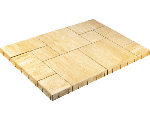 Beton Terrassenplatte Bella Deluxe römischer Verband beige-hell mit Fase 120 cm x 80 cm x 5 cm Set = 0,96 m² Pflastersteine im Set