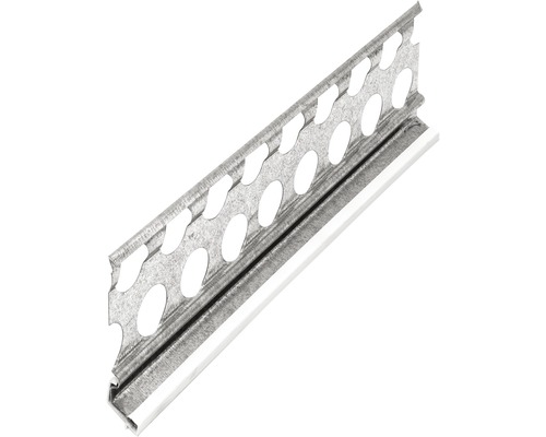 Profilé de socle d'enduit CATNIC acier galvanisé avec chanfrein PVC pour une épaisseur d'enduit de 14 mm 2500 x 14 x 53 mm lot = 25 pces-0