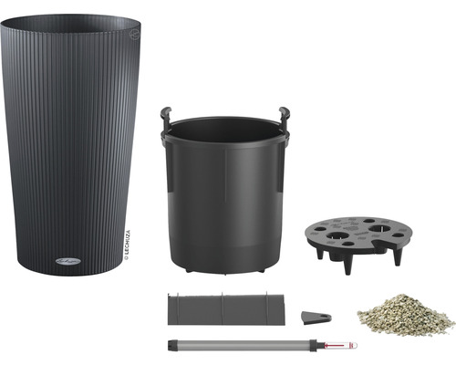 Lechuza Classico LS 43 kit complet comprenant un bac d''empotage, un indicateur de niveau d''eau et un substrat