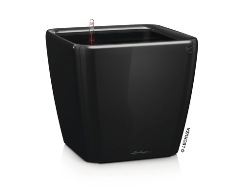 Pflanzkübel Lechuza Quadro LS 50 Komplettset H 47 cm schwarz Schwarzer, quadratischer Blumentopf mit Wasserstandsanzeige