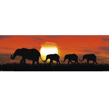 Illustration von Elefanten im Sonnenuntergang