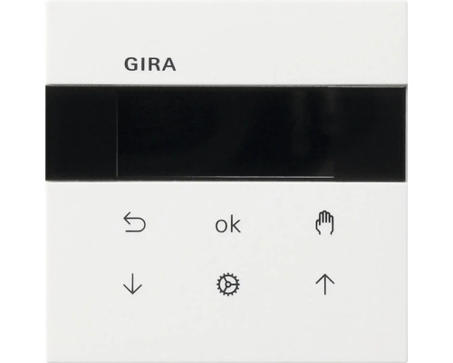 Commande murale avec écran pour store vénitien Gira + minuterie Gira 5366112 plat blanc pur brillant