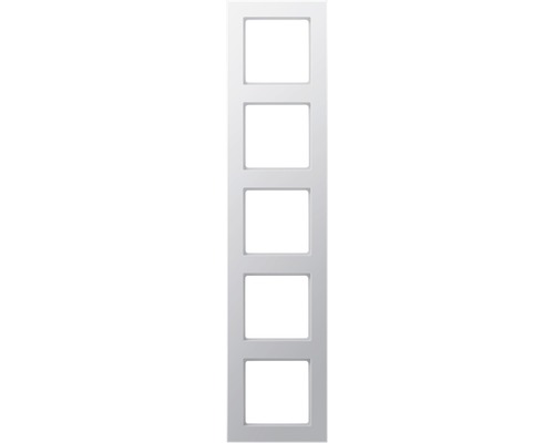 Plaque d'interrupteur quintuple Jung AC 585 AL aluminium horizontal vertical A500 Porte intérieure avec cinq découpes carrées