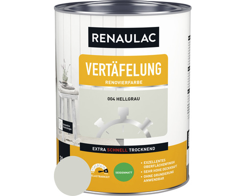 Laque pour bois RENAULAC boiserie mat satiné gris clair 2,5 L Renaulac peinture murale lambris peinture de rénovation gris clair