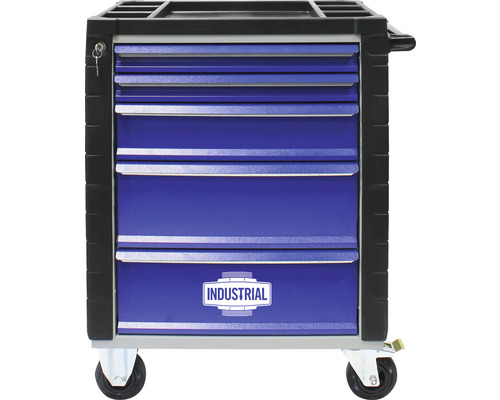 Werkstattwagen Industrial 712 x 943 x 466 mm 5 Schubladen - ohne Werkzeug blau Werkzeugwagen mit mehreren Schubladen und Rollen