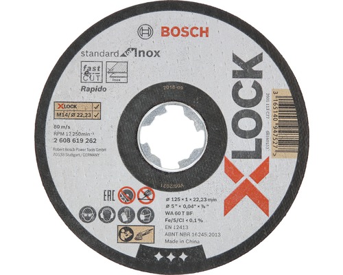 Disque à tronçonner Ø 125x22,23x1 mm Standard pour Inox, fixation X-LOCK-0