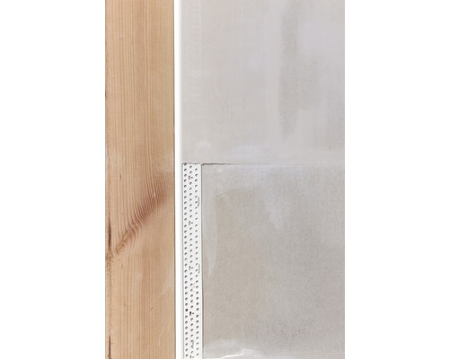Gros plan d''une plaque de plâtre avec protection des bords et cadre en bois
