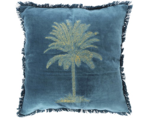 Coussin décoratif palmier bleu 45x45 cm
