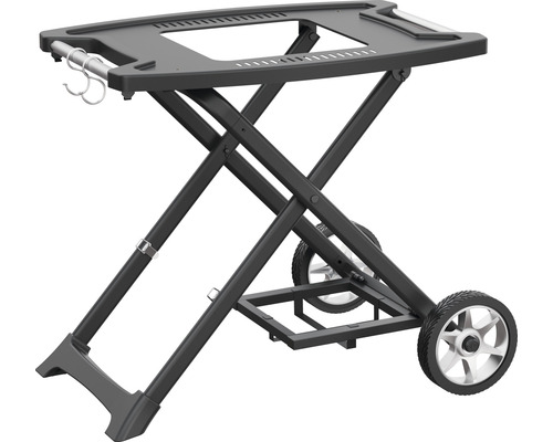 Chariot de grill avec roues et barre à crochets