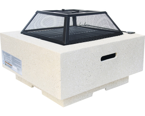 Feuerstelle aus Stein mit Schutzgitter