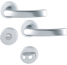 Garniture de poignée de porte avec bouton rotatif pour salles de bains et toilettes