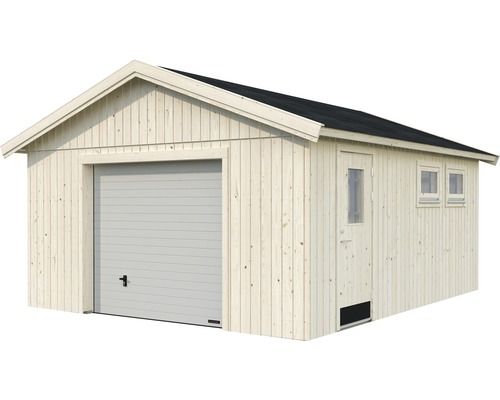 Garage Nordic+ Andre 21,5 m² avec portail sectionnel 495 x 595 cm naturel