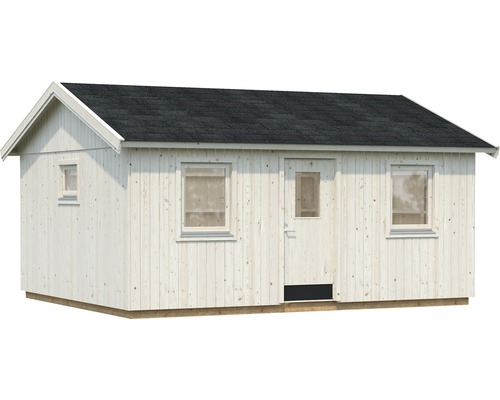 Gartenhaus aus Holz mit Fenstern und Tür