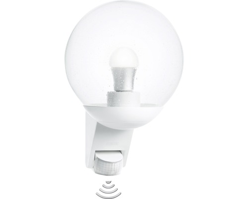 Luminaire extérieur blanc avec détecteur de mouvement et abat-jour sphérique
