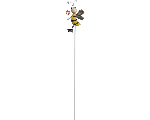 Tige décorative Lafiora abeille avec fleur H 70 cm métal jaune