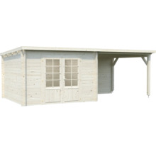 Gartenhaus Palmako Ella 8,7+8,2 m² inkl. Schleppdach mit Rückwand 614 x 340 cm natur