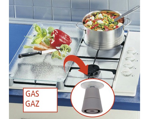 Plaque de recouvrement de cuisinière en verre avec légumes et cuisinière à gaz