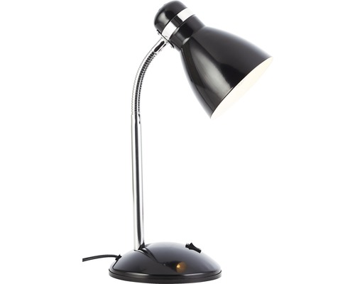 Lampe de bureau noire avec détails chromés