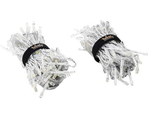 Deux guirlandes lumineuses à LED groupées avec des serre-câbles
