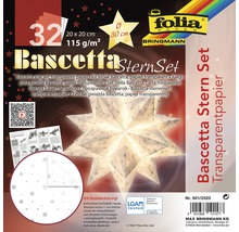 Bascetta Stern Set, transparentes Papier, 32 Blatt, 20 x 20 cm, Bastelanleitung