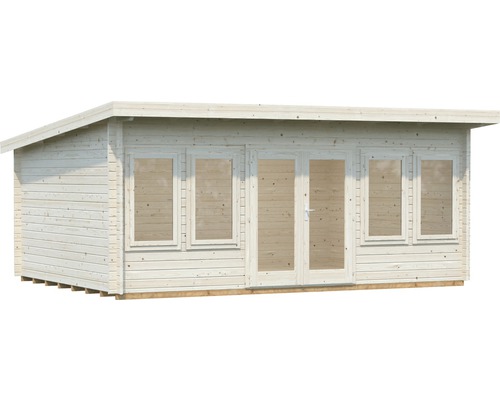 Abri de jardin en bois avec fenêtres et porte double