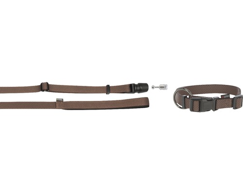 Halsband und Leine GoLeyGo Flat 20 mm 140-200 cm braun