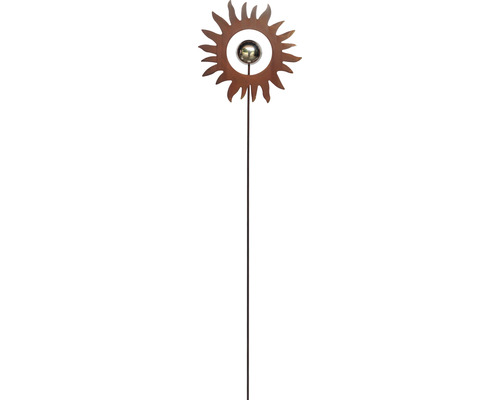 Tige décorative Lafiora soleil en métal H 85 cm métal marron rouge