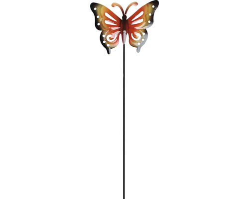 Tige décorative Lafiora papillon h 115 cm métal rouge