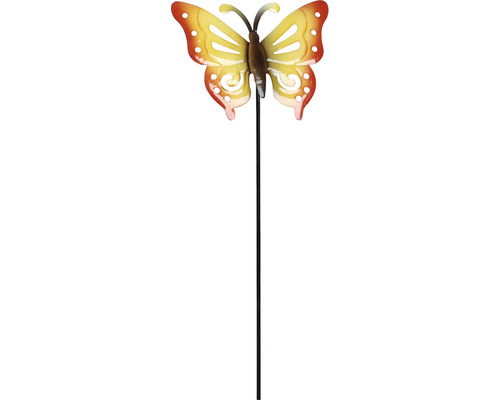 Tige décorative Lafiora papillon h 115 cm métal orange