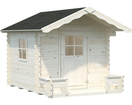 Holzgartenhaus mit einem Fenster und einer Tür