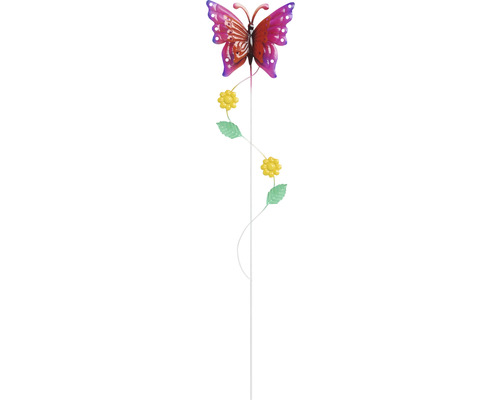 Tige décorative Lafiora papillon détail H 115 cm métal violet