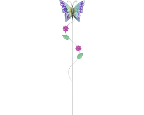 Tige décorative Lafiora papillon détail H 115 cm métal bleu-0